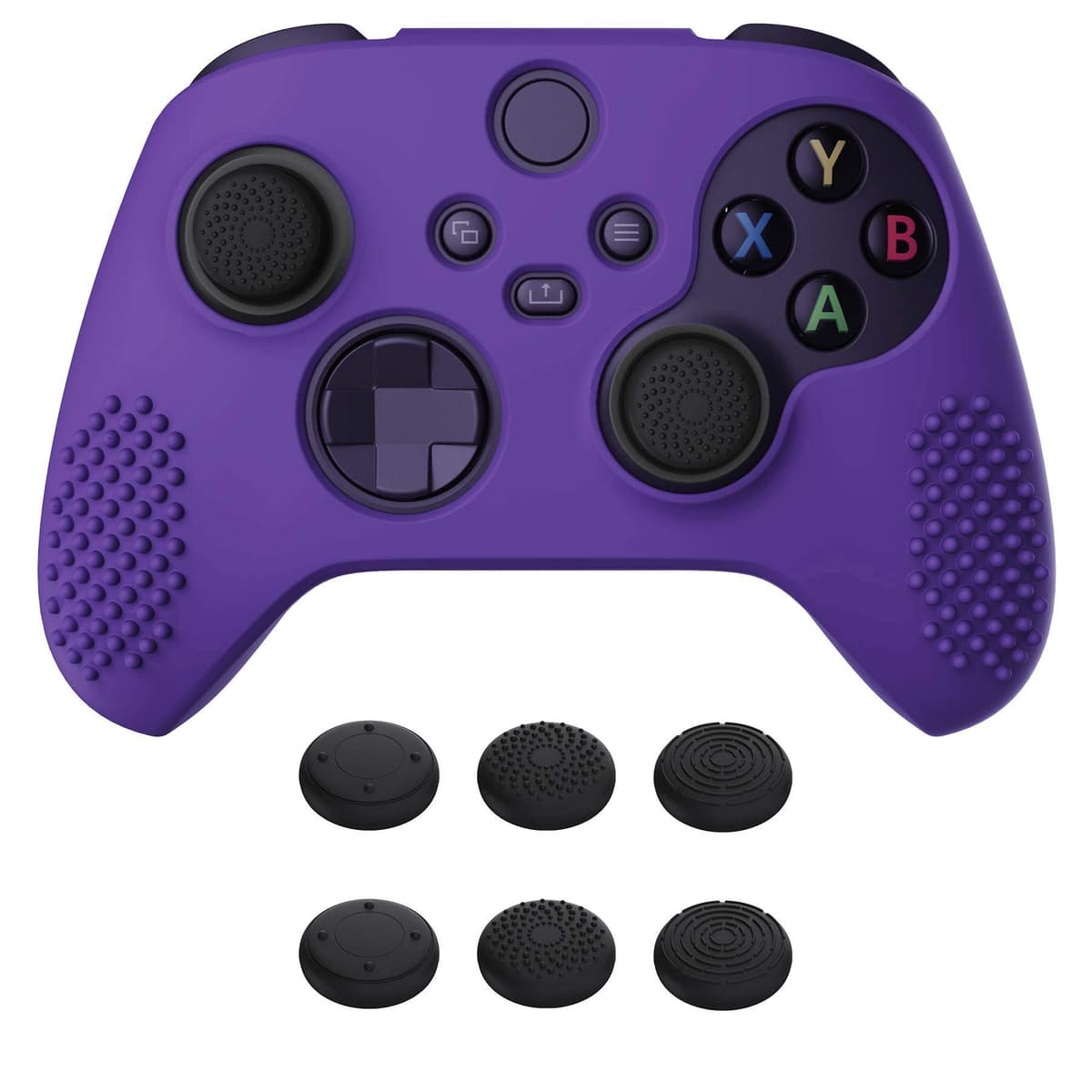 eXtremeRate PlayVital Funda de Silicona para Xbox Series X/S, Carcasa Antideslizante con 6 Thumb Grips, Protector Ergonómico, Accesorios para Xbox Series X/S - 3D Tachonado (Oscuro Gris Negro) — view 22