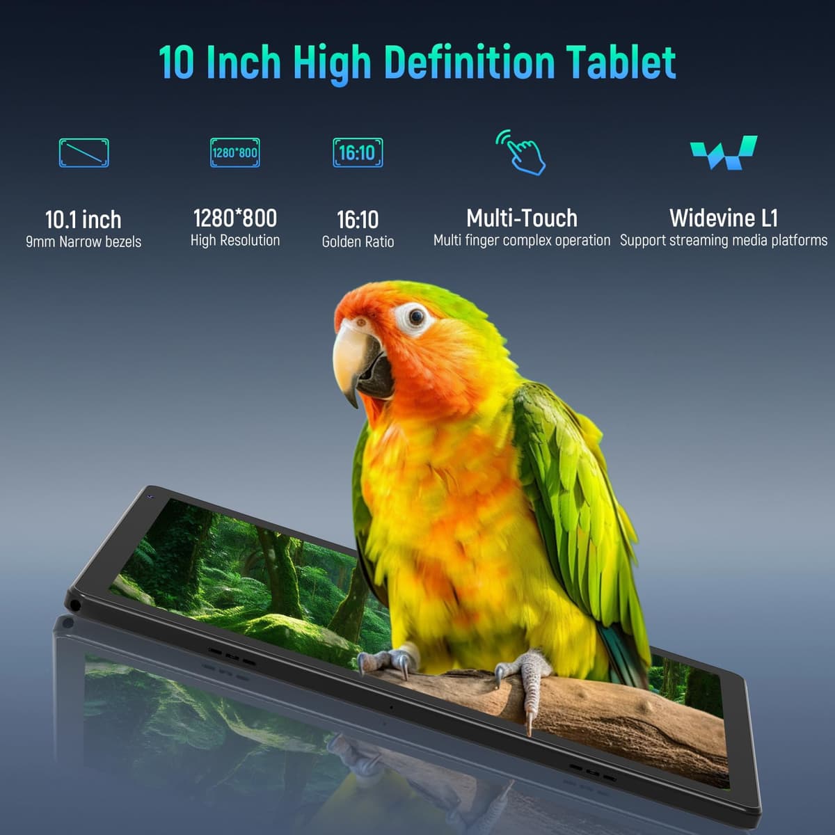 Whitedeer 10 inch Android 15 Tablet, Android Tablet with 30GB+128GB+1TB, Face ID, 5MP 8MP Camera, Split Screen, 1280x800 IPS Display, 5000mAh Battery, WiFi 6 5G 2.4G, Bluetooth 5.3, Widevine L1, Black — view 5