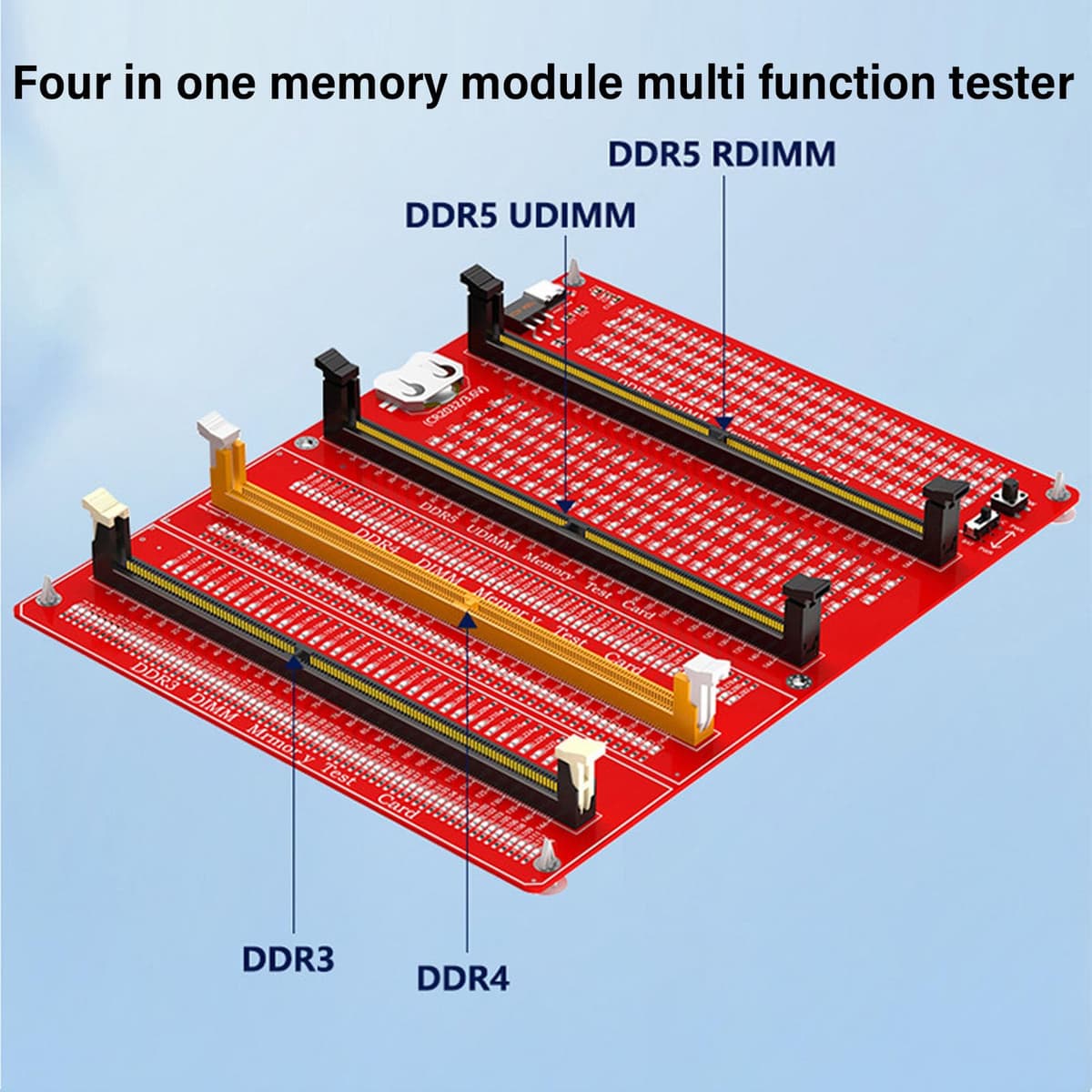 Cuifati DDR5 DDR4 RAM Memory Tester Card 4 in 1 Diagnostic Analyzer with LED Light, for Laptop Desktop and Server Computers for DDR5 DDR4 Memory Maintenance — view 5
