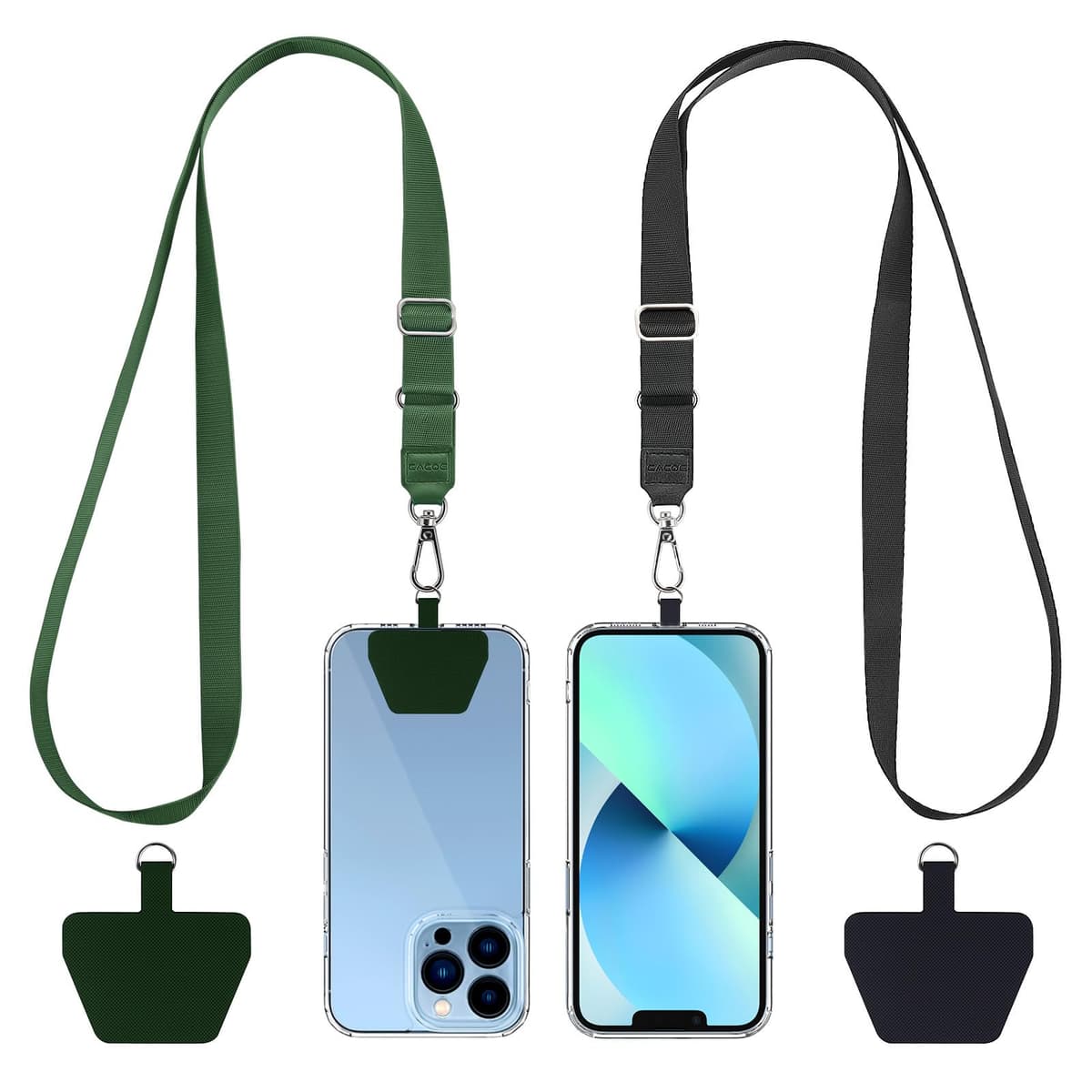 CACOE Universal Mobile Phone Chain, 2 Pcs Adjustable Collar Lanyard and 2 Pcs Durable Patches, Lanyard Mobile Phone Neck Strap Compatible with Most Smartphones — view 10