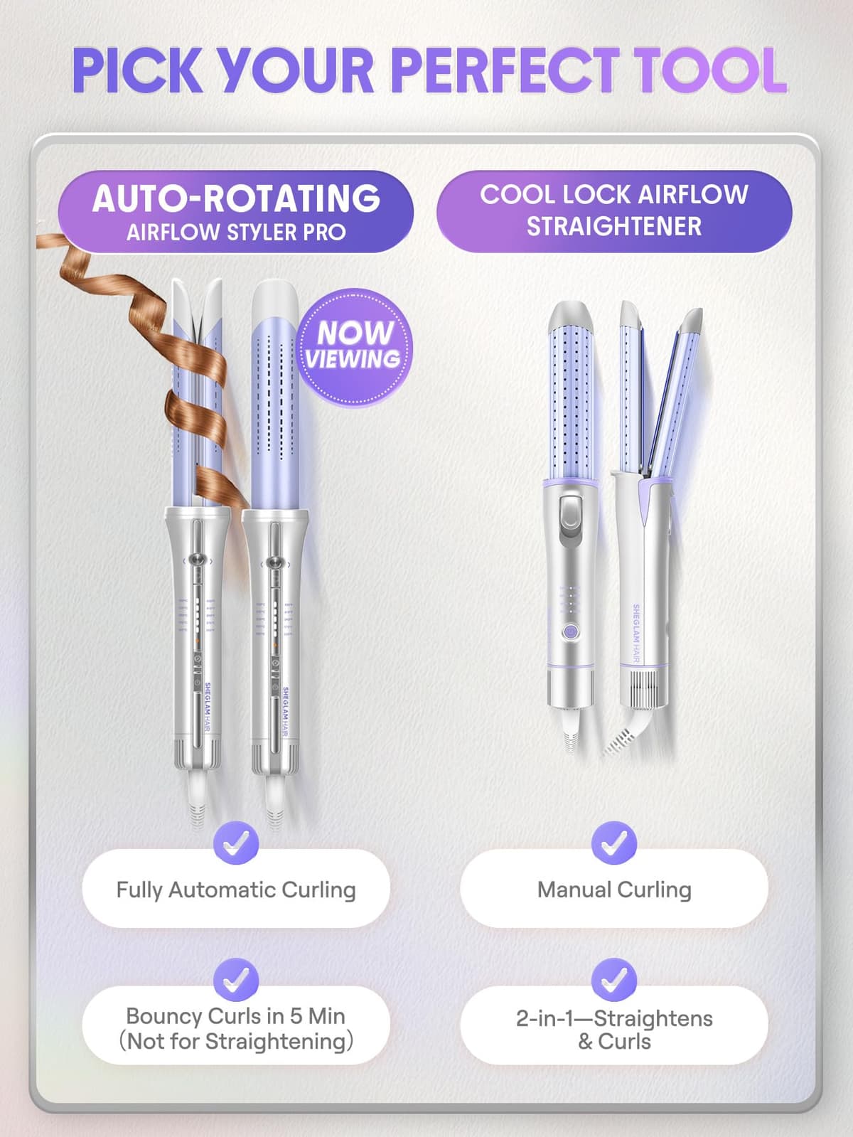 SHEGLAM 25mm Rizador Automático One Touch con Aire Frío – Rizos de Larga Duración para Estilos Bounce u Ondulados, Bajo Riesgo de Quemaduras, Calentamiento Rápido para Cabello de Medio a Largo (25mm) — view 4