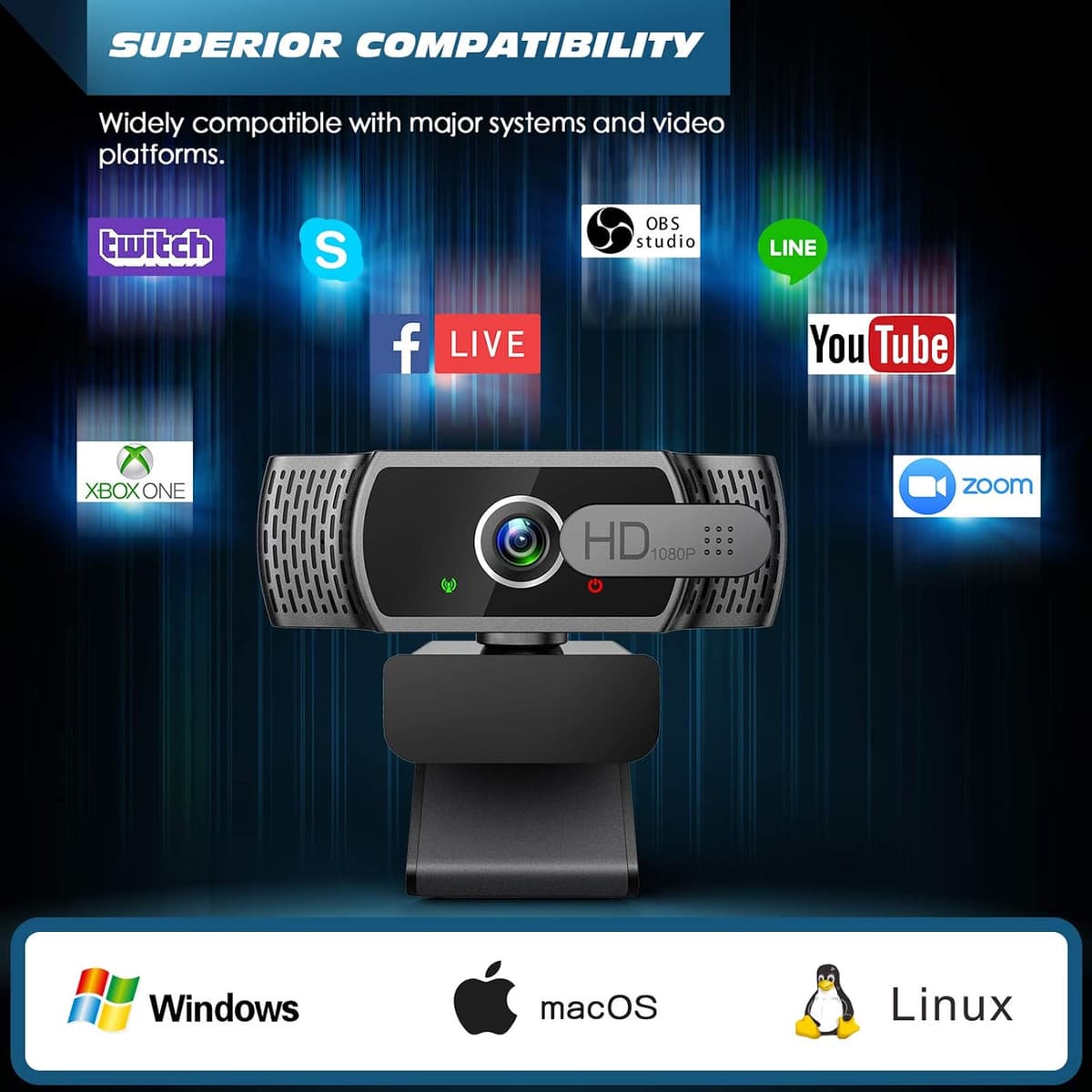 YIMONA Webcam for PC with Microphone - 1080P FHD Webcam with Privacy Cover, Plug and Play USB Web Camera for Desktop & Laptop — view 3