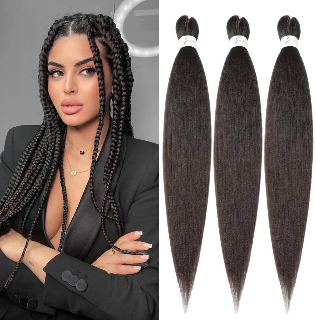 YDDM Capelli Per Treccine Africane Azul Extension Treccine Texture Yaki Easy Install per Principianti 26 Pollici 3 Pezzi Capelli Leggeri e Naturali per Box Braids, Twist e Crochet — view 66