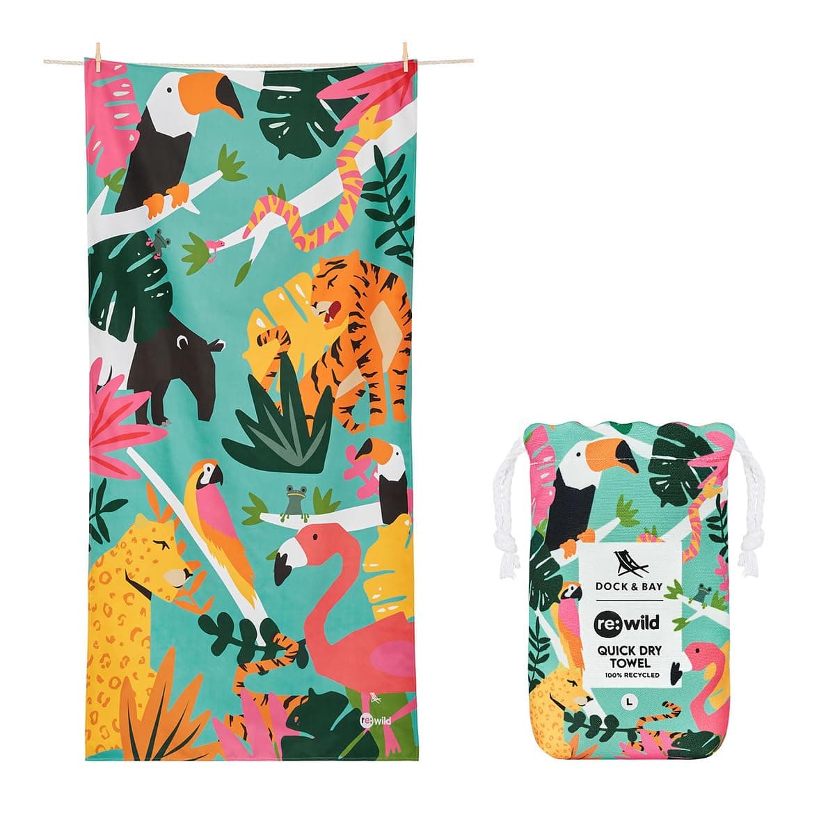 Dock & Bay Beach Towel - Quick Dry, Sand Free - Compact, Lightweight - 100% Recycled - Includes Bag - Cabana - Whitsunday Blue - Large (160x90cm, 63x35) — view 36