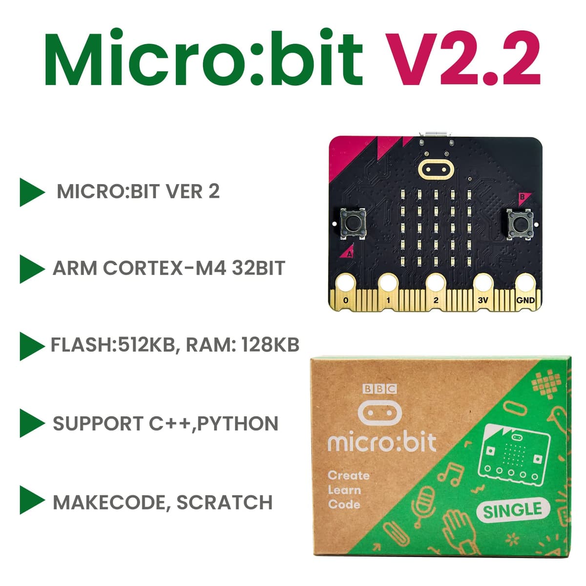 KEYESTUDIO Kit de Inicio básico para BBC Micro bit V2.2, programación gráfica, brújula Bluetooth integrada, detección de Movimiento, codificación de Pantalla LED para Adolescentes — view 2