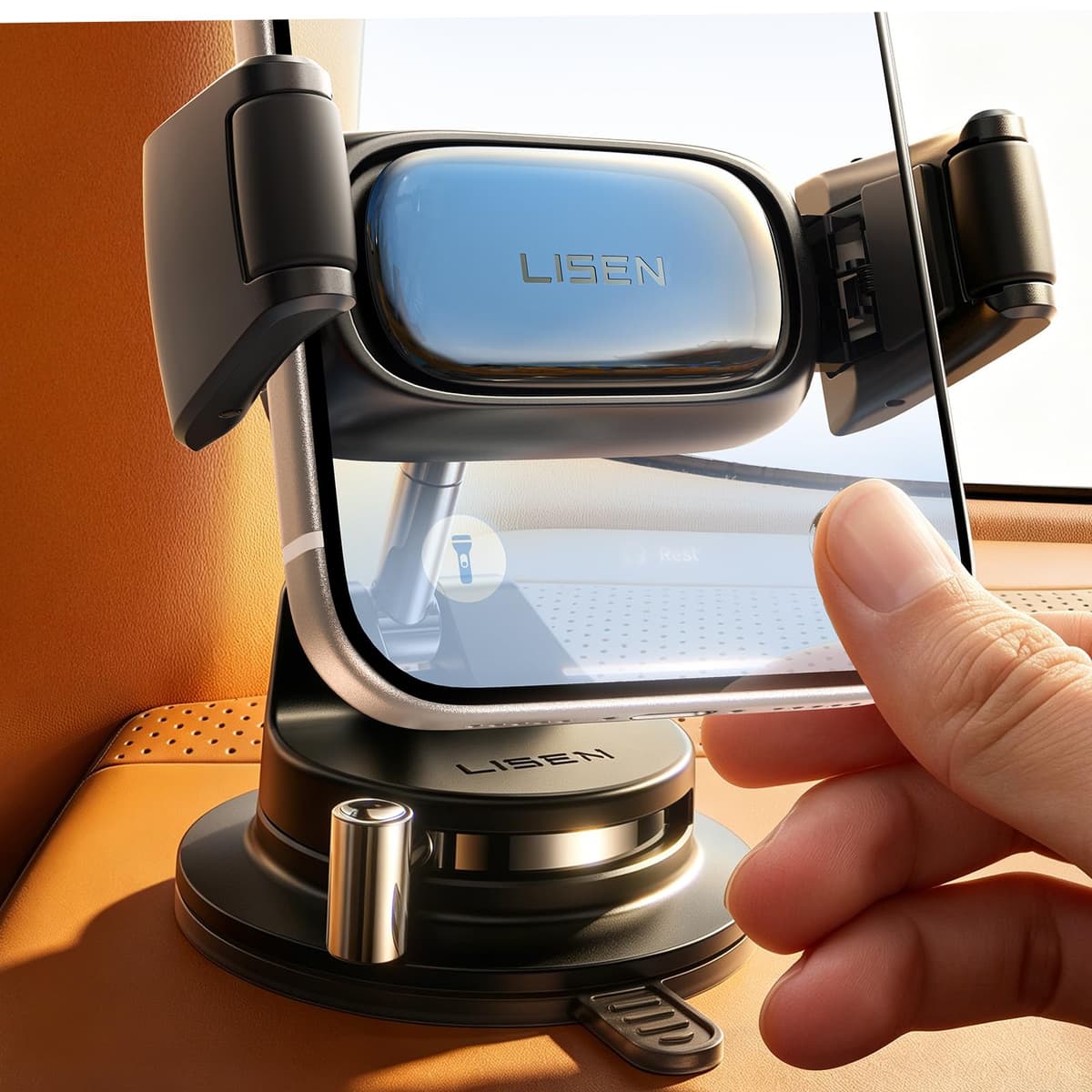 LISEN Suction Phone Mount for Car, [95% Cases Friendly] Car Phone Holder Mount Vacuum Dashboard Phone Holder, Car Cell Phone Holder for iPhone 17 16 15 Pro Max Air Galaxy S26 S25 Cases, Gifts for Mom