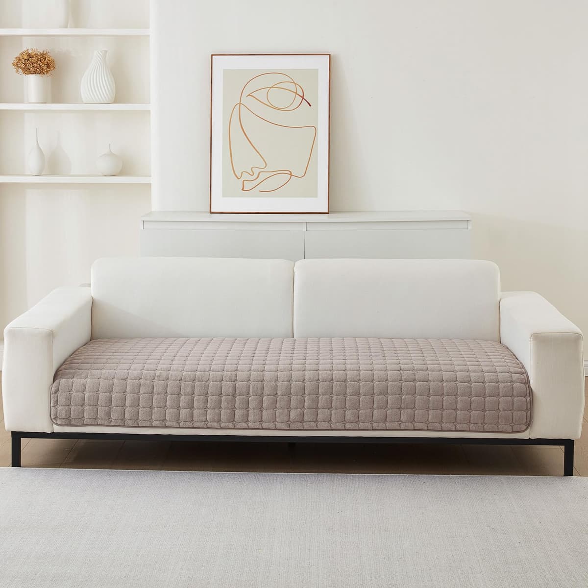 SHANNA Thick Rabbit Plush Sofa Cover 1 2 3 Seater, New Universal Non-Slip Corner Sofa Cover L Shape Super Soft Faux Fur Sofa Slipcovers for Living Room(Grey, 70 * 180cm Seater Cover) — view 39