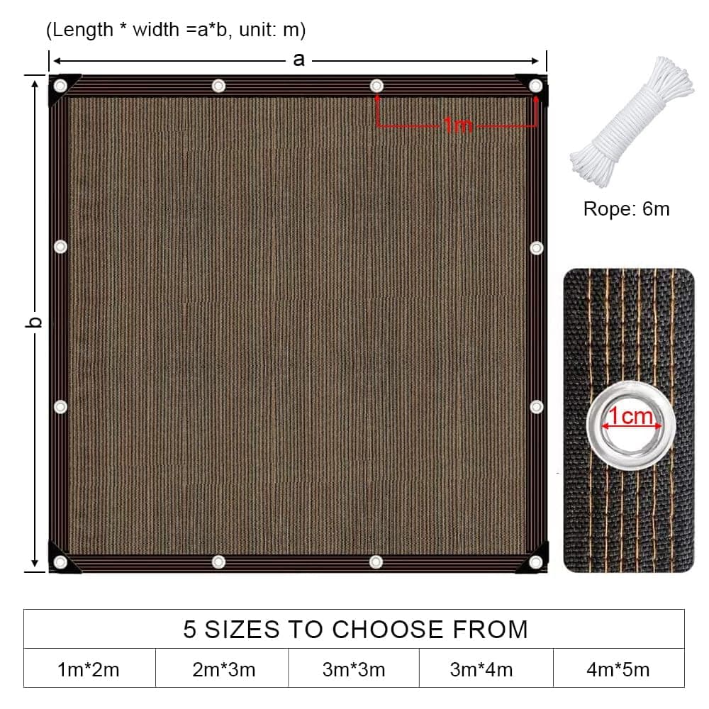 Red de Sombra, 2x3m Malla Sombra Exterior con Ojales, Anti-UV Malla Sombreadora Jardin, Lona Sombra Exterior, Transpirable y Protector Solar, Malla Ocultacion Toldo para Jardines Invernaderos Patios — view 2