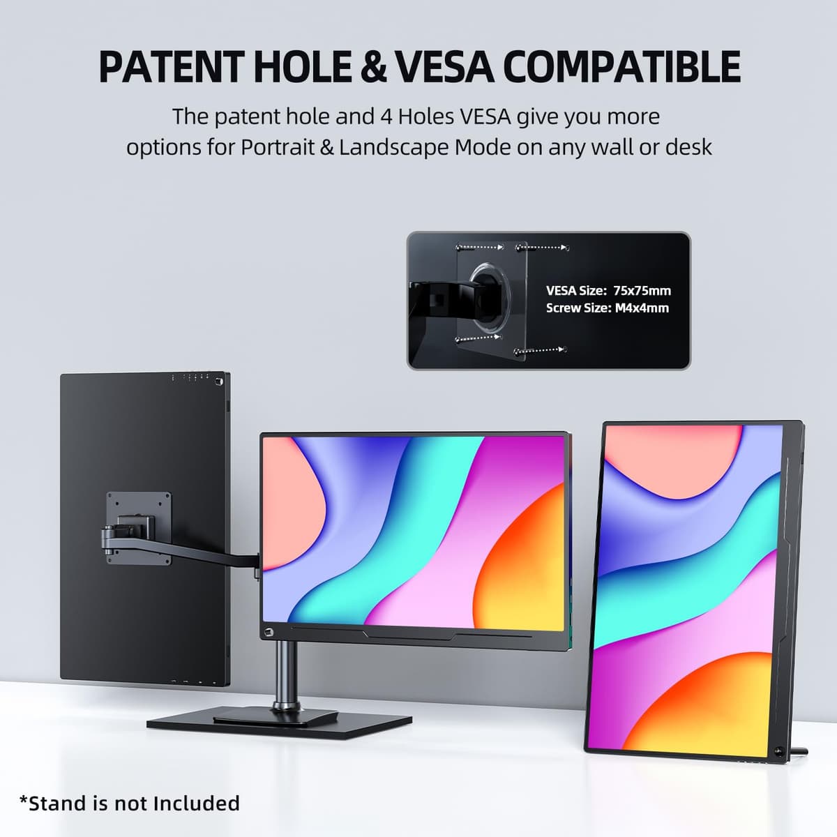UPERFECT Portable Monitor FHD 1080P 15.6 Inch Monitor IPS Display Matte Screen, with Standard HDMI/Type-C, Support VESA, Second Display for Laptop/PC/PS/Phone, with Smart Cover — view 4