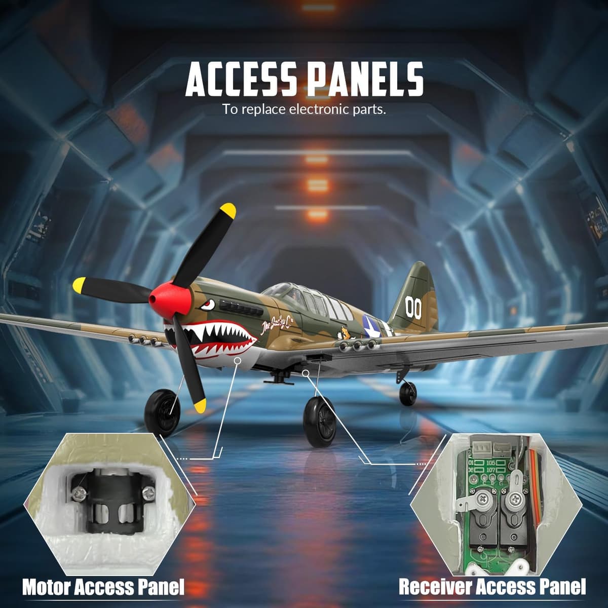 volantexrc Avión RC de 4 Canales Spitfire RC Fighter Toy, 2,4 GHz, estabilizador giroscópico de 6 Ejes, Planeador RTF con 2 baterías, Adecuado para Adultos, niños, Principiantes para Volar — view 4