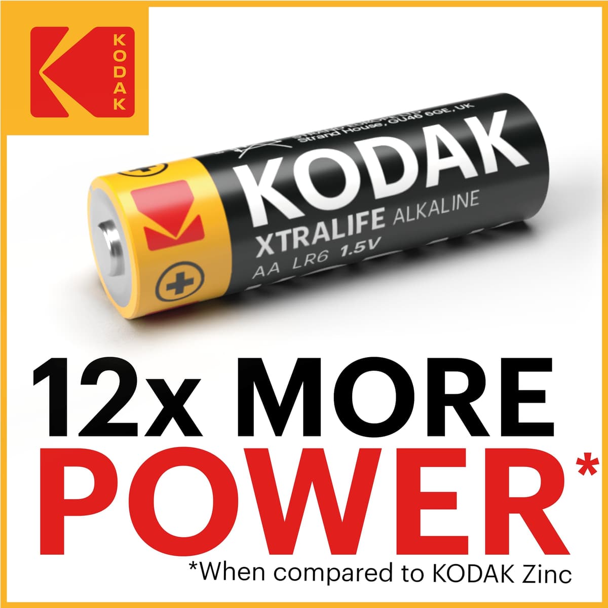Kodak Xtralife 60-Pack AA Batteries, Double A Alkaline Battery Pack, 1.5V, 10-Year Shelf Life, LR6, Ideal for High-Drain Devices, 12x More Power, Plastic Free Cardboard Outer Carton — view 8