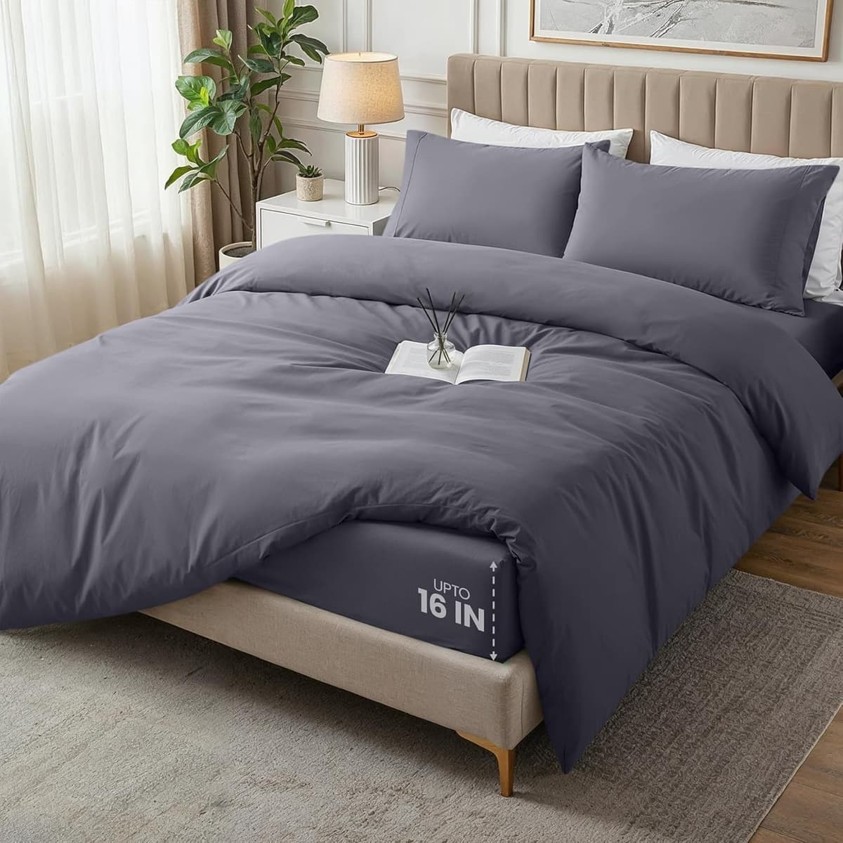 Utopia Bedding 3 Piece Single Bedding Set - Duvet Cover, Fitted Sheet with Pillow case - Soft Brushed Microfiber (Grey) — view 54
