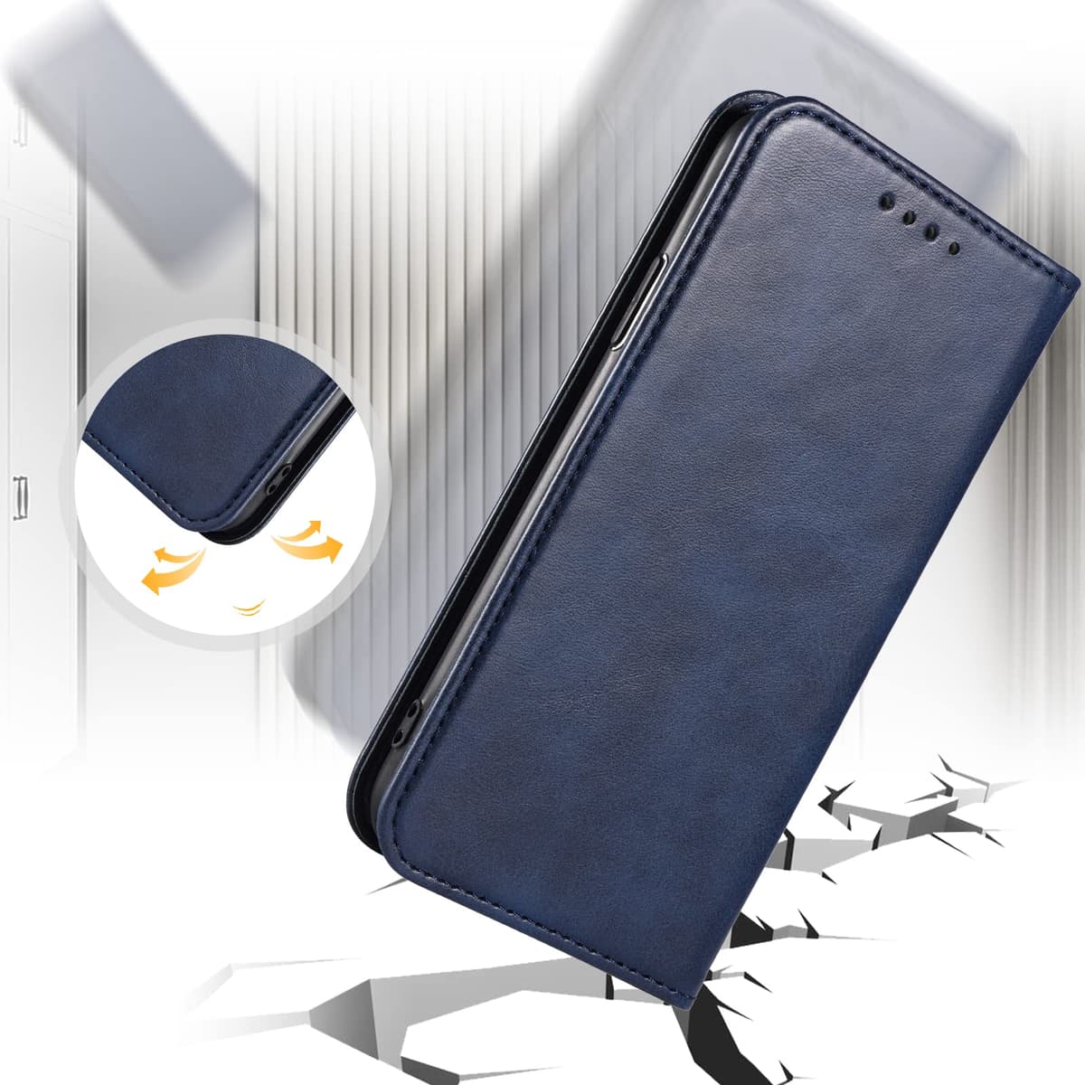 Case for Huawei P Smart 2019 / Honor 10 Lite, Classic PU Leather Magnetic Wallet Case, Flip Folio Protective Phone Cover Compatible with Huawei P Smart 2019 / Honor 10 Lite, Blue — view 6
