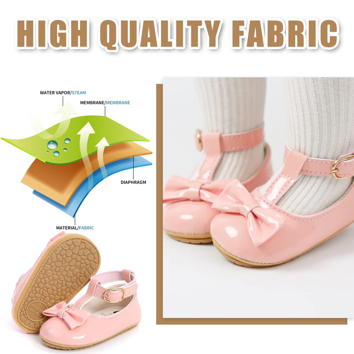 Baby Girls First Walking Shoes Mary Jane PU Leather Anti-Slip Princess Shoes Infant Baby Shoes — view 67