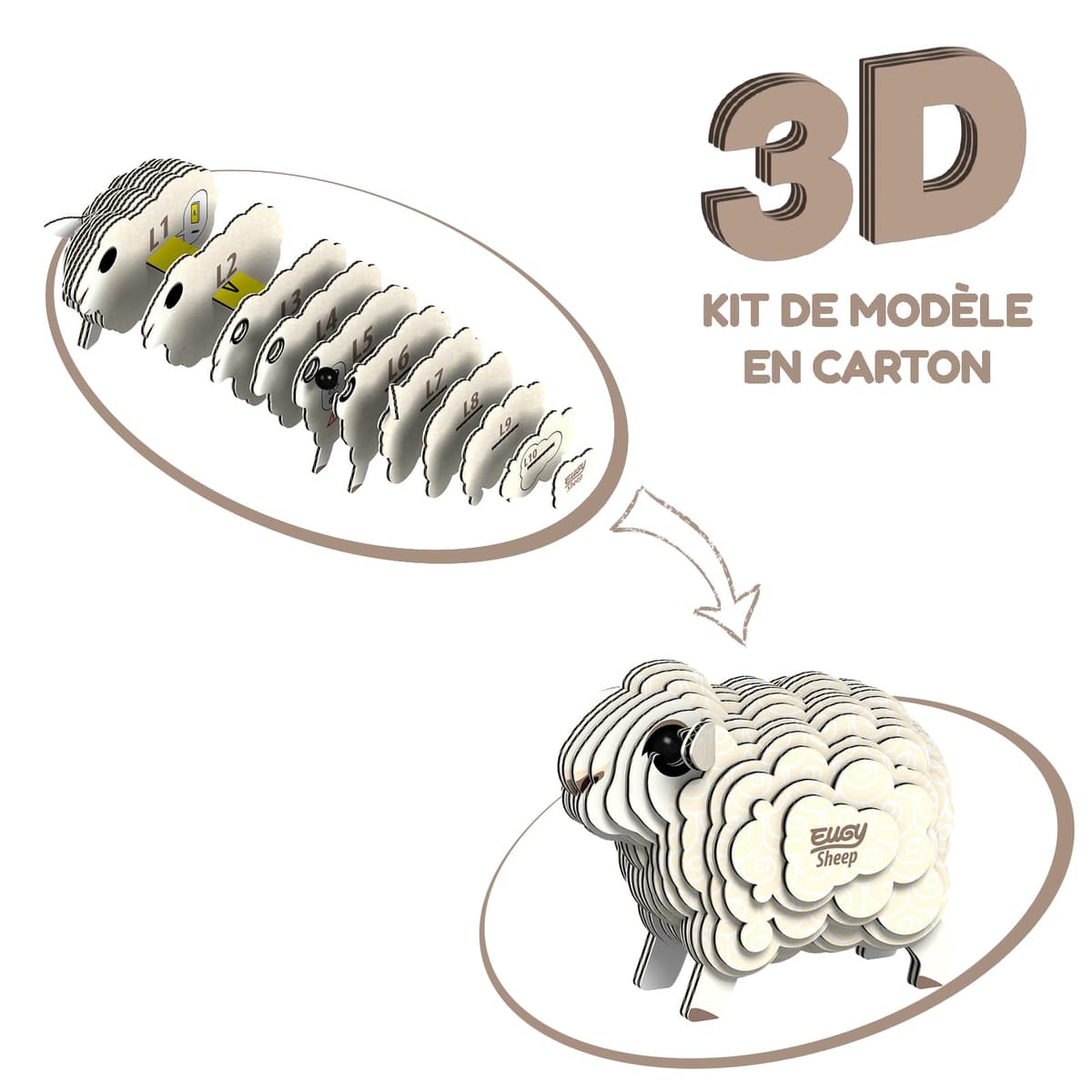 EUGY 018 Oveja. Eco-Friendly 3D Paper Puzzle — view 2