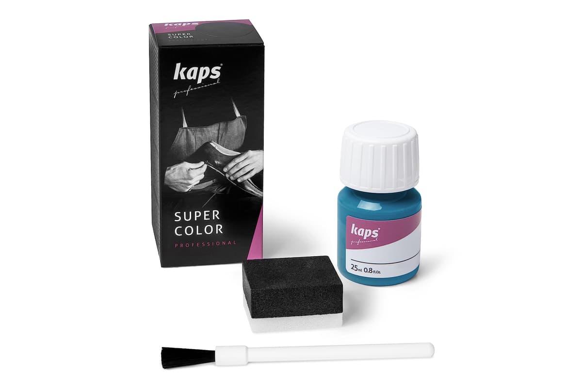 Tinte para Zapatos y Bolsos de Cuero y Textil con Esponja y Brocha, Kaps Super Color, 70 Colores (117 - azul marino) — view 43