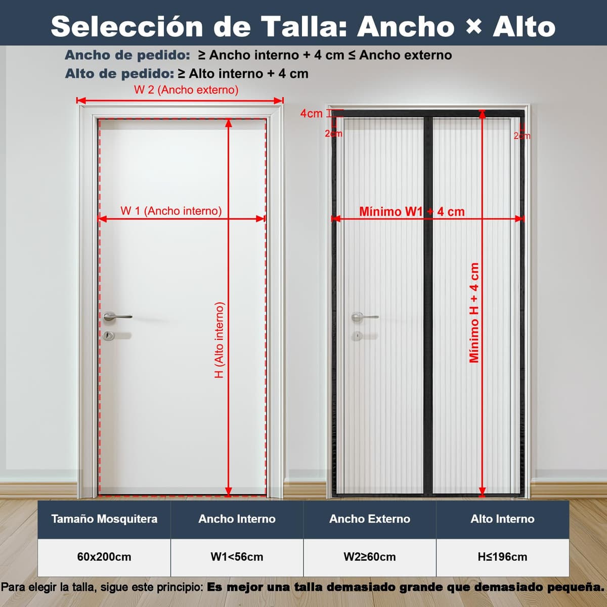 Mosquitera Puerta Magnética 60x200 cm, Cierre Automático, Instalación Sin Taladrar, Cortina Mosquitera Puerta Exterior Resistente al Viento, Tallas Múltiples (Negro) — view 4