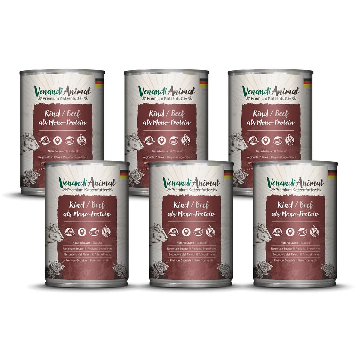 Venandi Animal Premium Cat Food, Horse as Monoprotein, Wet Food, Grain-Free and Natural, Pack of 6 (6 x 200 g) — view 38