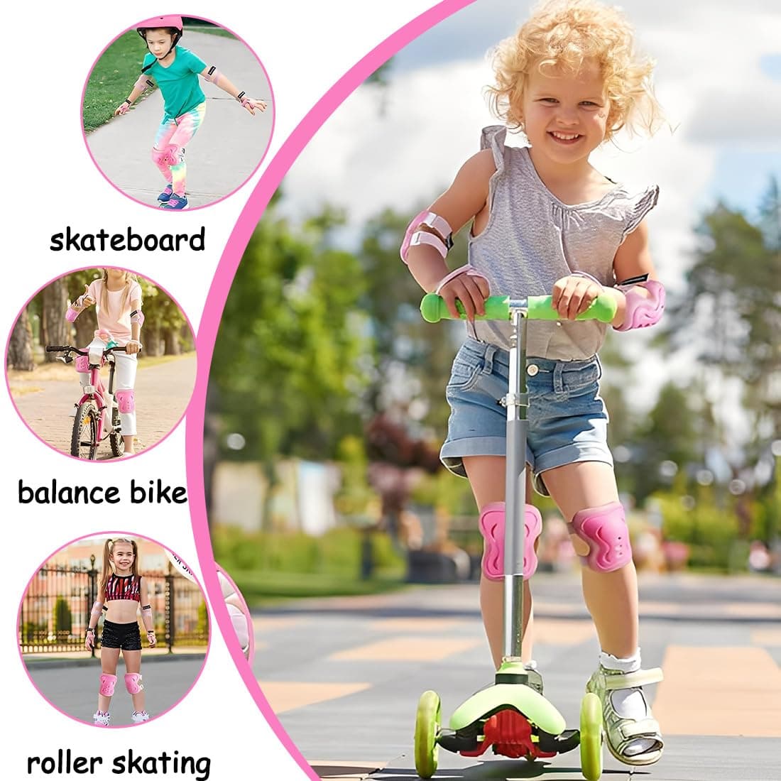 UIEXAY Equipo De Protección Infantil 6 Piezas, Protecciones Patines Niña Incluye Casco Rodilleras Coderas Y Muñequeras para Ciclismo Monopatín Patinaje Y Otros Deportes, Protecciones Patines — view 5