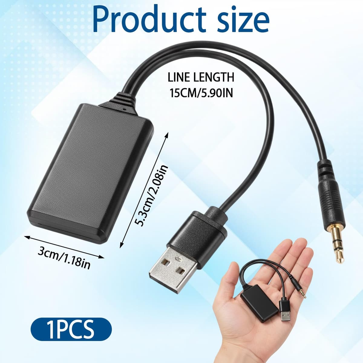 1 PCS Car Bluetooth AUX Adapter, Fits BMW Car Accessories, 3.5mm AUX Wireless Bluetooth Cars Audio Adapter for Music, for BMW E90 E91 E92 E93 and Other Models, Compatible with iPhone iOS 10+ — view 2