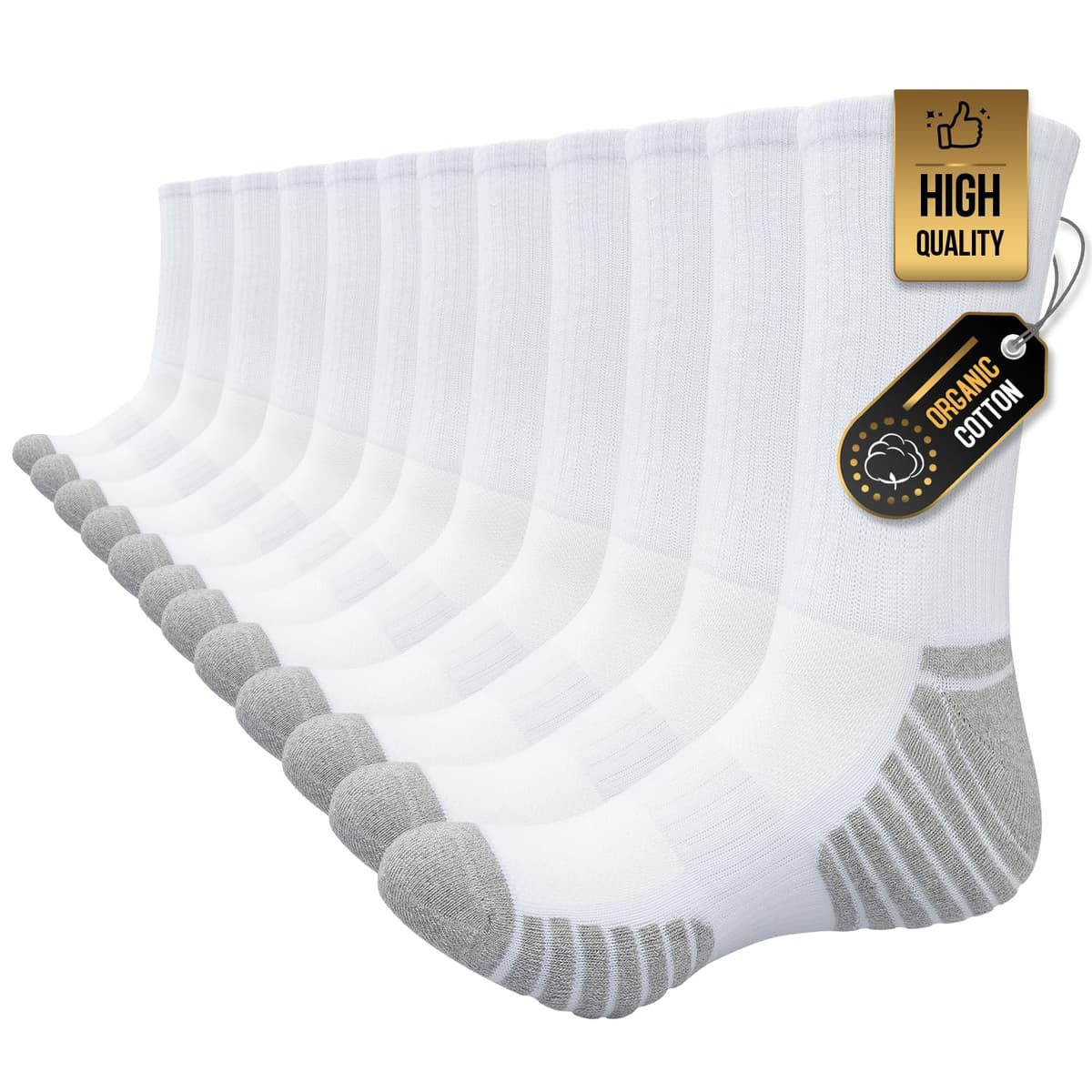 TANSTC Mens Socks Wicking Breathable Cushion Comfortable Casual Crew Socks Outdoor Multipack Performance Hiking Trekking Walking Athletic Socks 6 Pairs — view 8