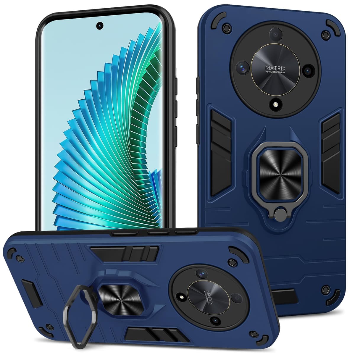 Funda para CMF Phone 2 Pro, Carcasa Antigolpes con Soporte anular metálico, Case Protectora de Grado Militar, Negro — view 979