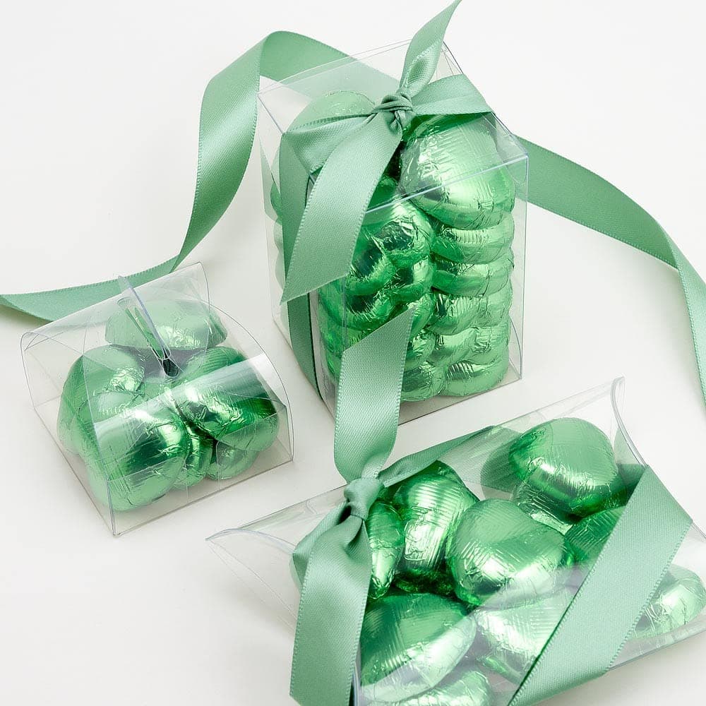 Italian Options Milk Chocolate Foiled Hearts, 100 Chocolates, Green Foil — view 3