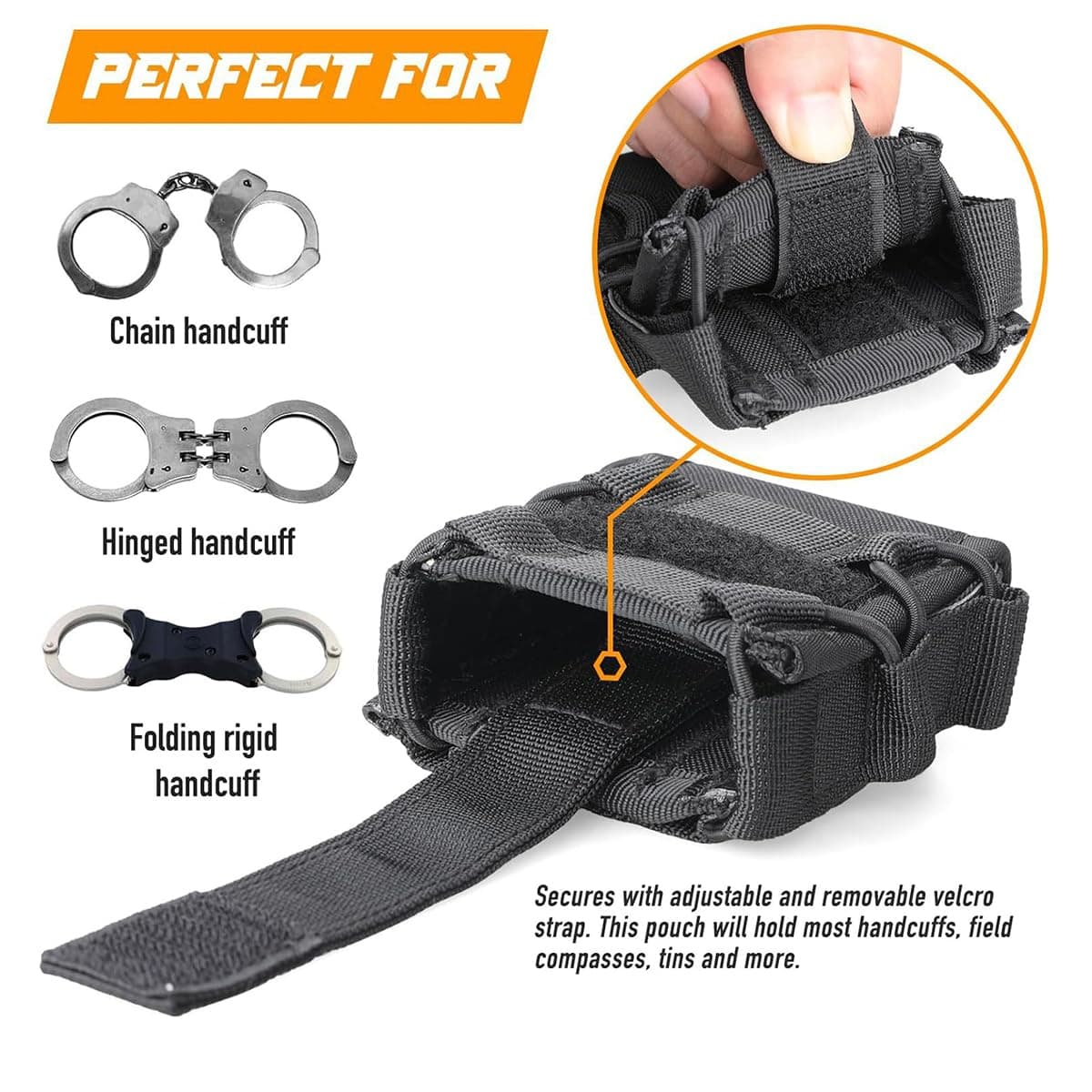 Molle - Funda para esposas, parte superior abierta, bolsa de puño para cinturón de servicio/chaleco táctico Molle — view 2