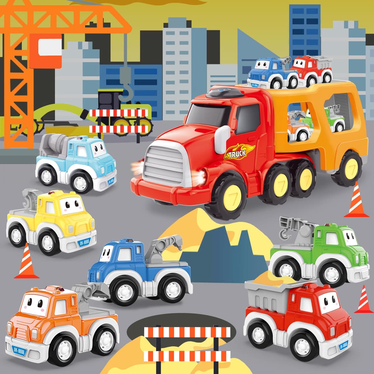 Camión de Juguetes - 7 en 1 Transportador Coches con Luces y Sonidos - Regalo para Niños 1-4 Años — view 3