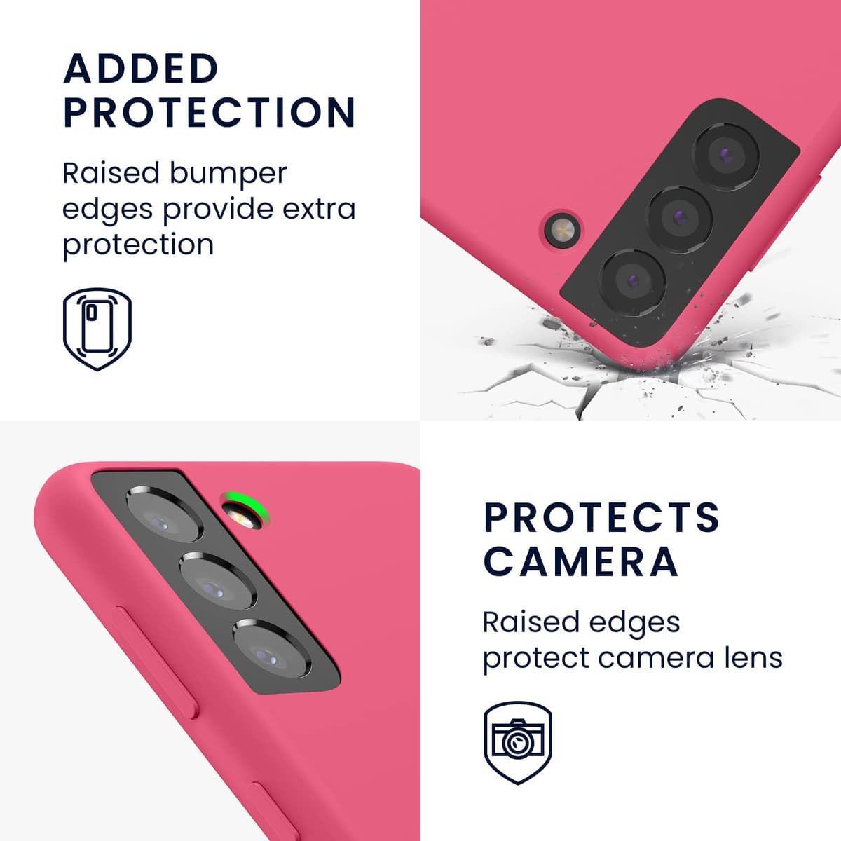 kwmobile Case for Samsung Galaxy S21 Case - Soft Cover - Shockproof Silicone - Wireless Charging Awesome Pink — view 3
