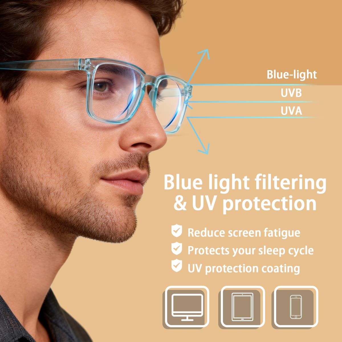 BIRDDIE Gafas antiluz azul para mujeres y hombres, gafas de computadora UV400 antideslumbrantes para juegos, lectura y alivio de la fatiga ocular — view 3