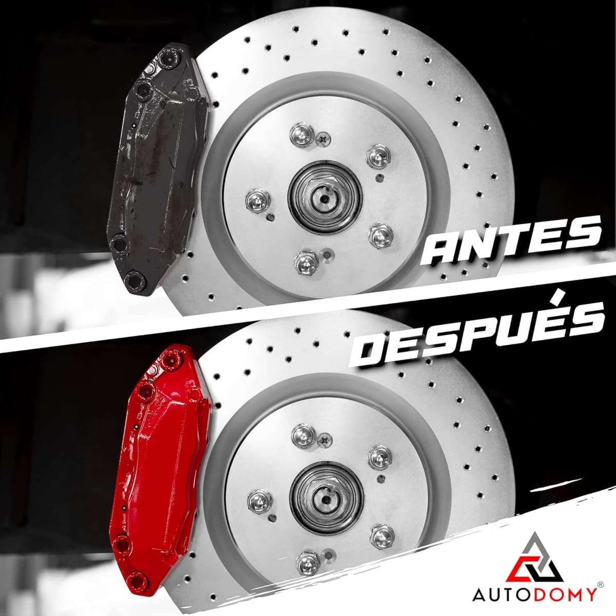 Autodomy Pintura para Pinzas de Freno Anticalorica 400ml Resistente a Altas Temperaturas | Pintura Pinzas de Freno Coche y Moto + Limpia Frenos Spray + Cepillo de Acero con Cerdas — view 6