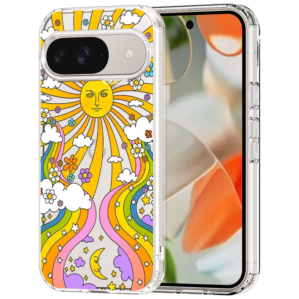 MOSNOVO Case for Google Pixel 9 & Pixel 9 Pro, [Buffertech 6.6ft Military-Grade Drop Protection] [Anti Peel Off Tech] Clear TPU Bumper Phone Case Cover Design - Eucalyptus — view 96