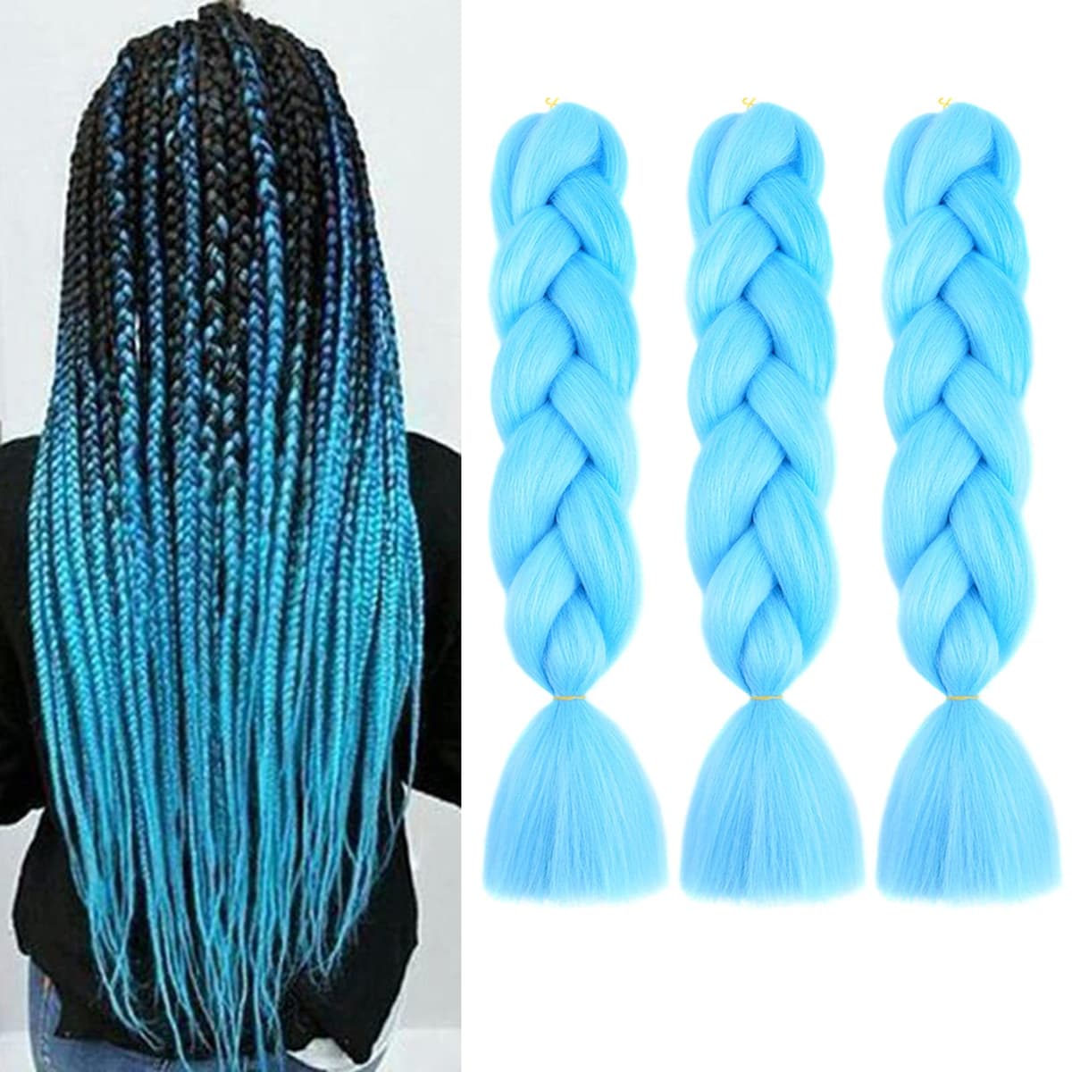 24" Braiding Hair Extension Jumbo Braids Synthetic 3bundles/pack Crochet Hair Afro Box Braid Heat Resistent (Dark Purple) — view 106