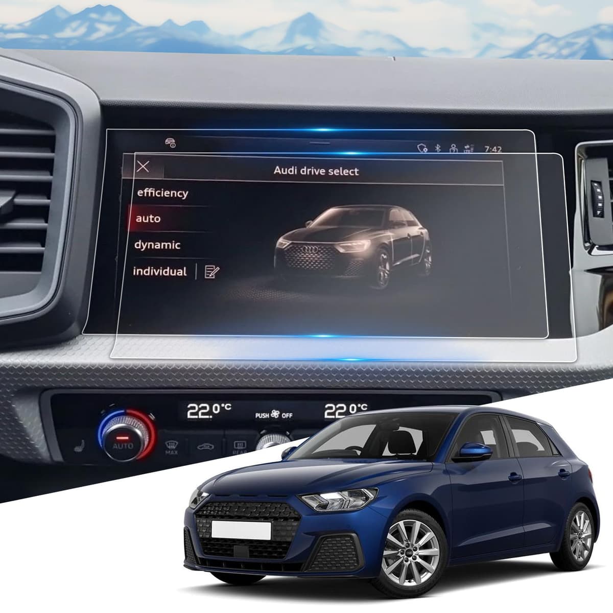 [2 unidades 25,6 cm Nano Protector de pantalla para Audi A1 GB 2019-2023 2024 2025, Nano Protector de pantalla para nuevo Audi A1 GB con tecnología antihuellas]