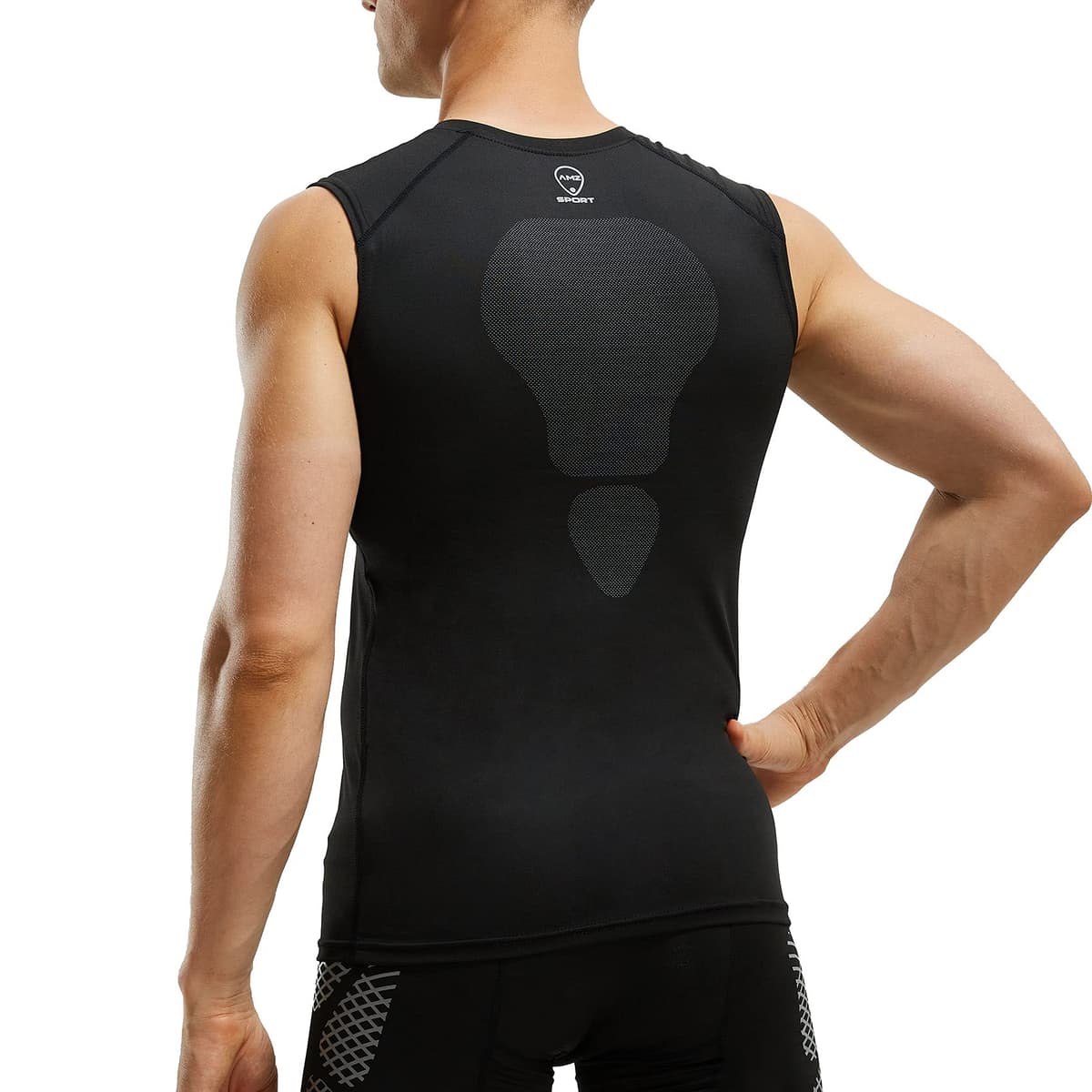 AMZSPORT Camiseta de Compresión Sin Mangas para Hombre, Chaleco de Gimnasio de Secado Rápido Capa Base para Correr — view 4