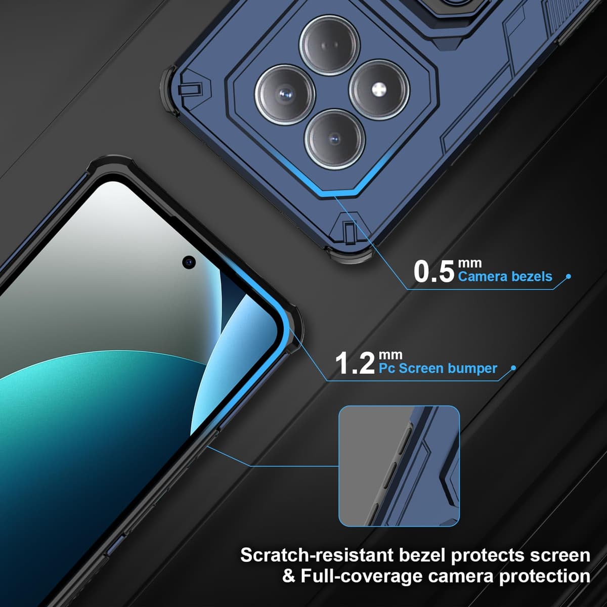 Funda para CMF Phone 2 Pro, Carcasa Antigolpes con Soporte anular metálico, Case Protectora de Grado Militar, Negro — view 534