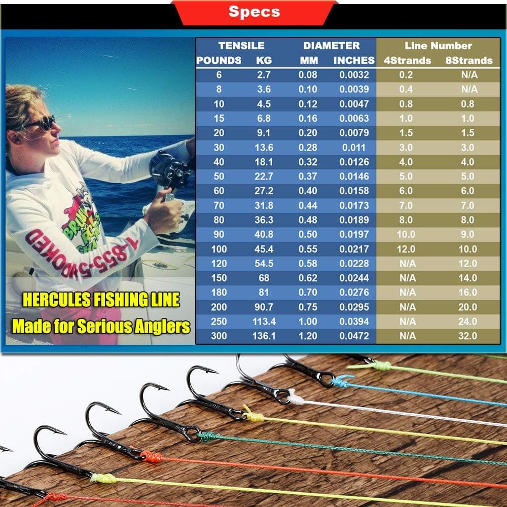 Hercules Sedal Trenzado de 4 Hilos, 100-2000 m, 6-100 LB, Súper Suave, Polietileno, Multifilamento Hilo Trenzado de Pescar en el mar y en el Agua — view 3
