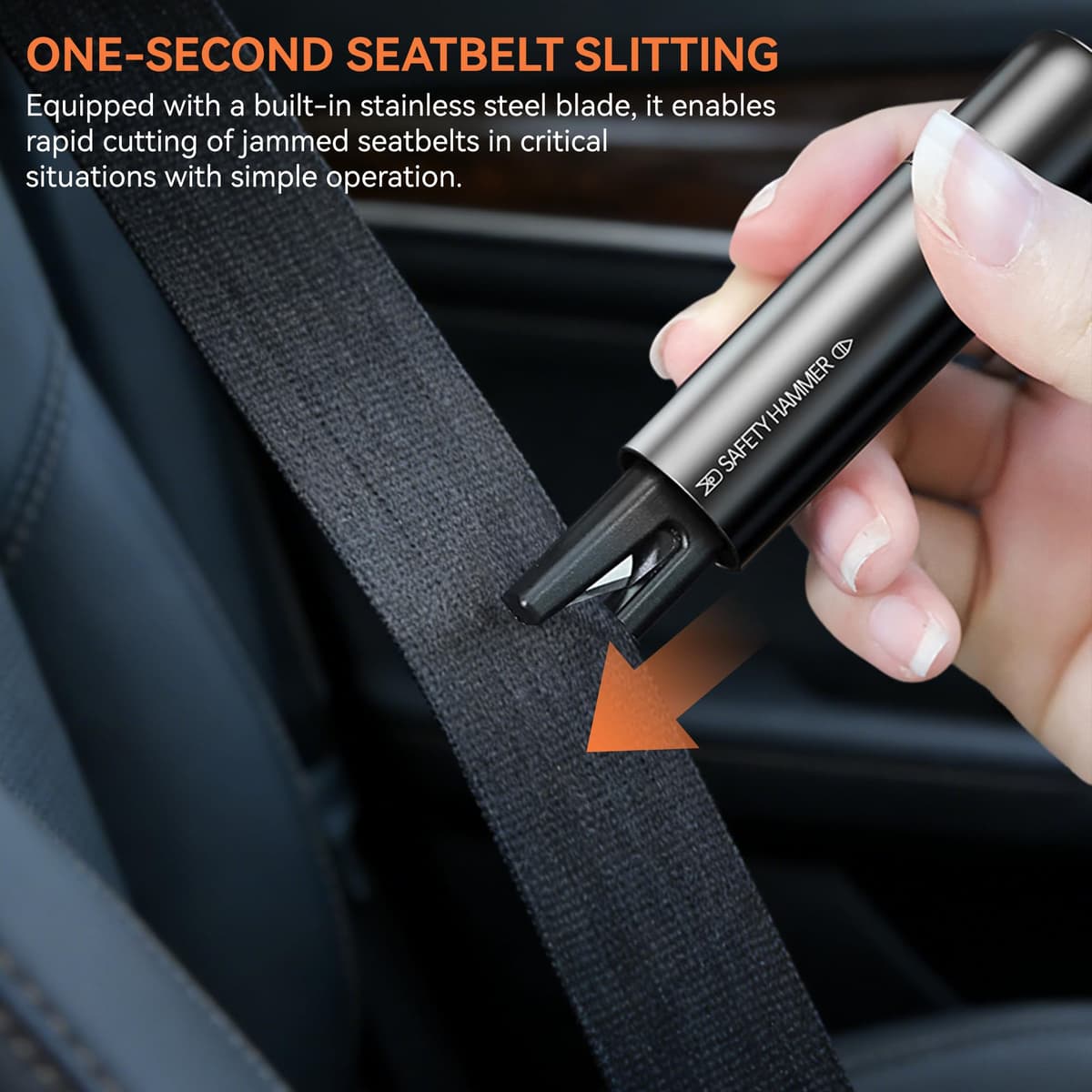 2 Pack Car Safety Hammer Escape Tool, 2 in 1 Seat Belt Cutter and Window Breaker with Test Glass, Heavy Duty Car Window Breaker & Glass Cutter for Vehicles, Emergency Seatbelt Cutter (Red & Black) — view 4