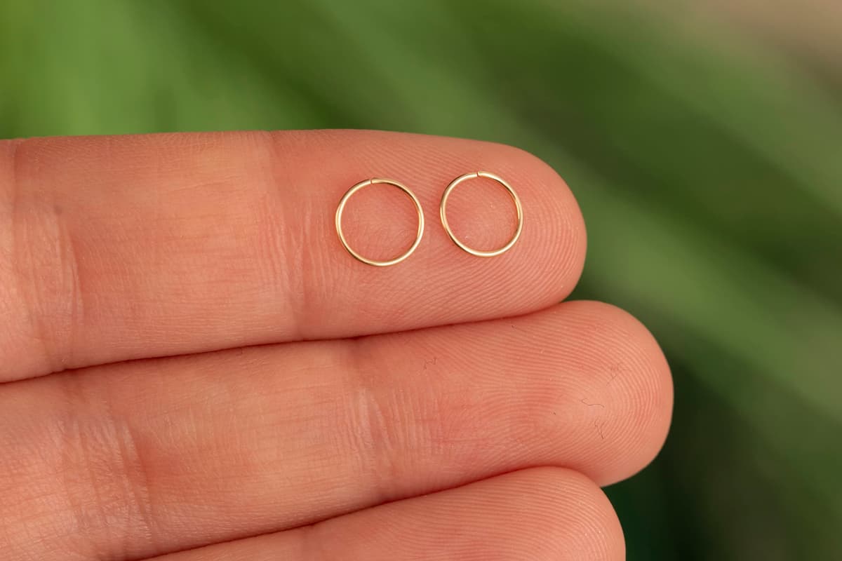 Small Gold Helix Ring Huggie Hoop Earrings for Women Snug Cartilage Nose Helix Tragus Hoop (Gold, 5mm 24 gauge / 1 pair) — view 4