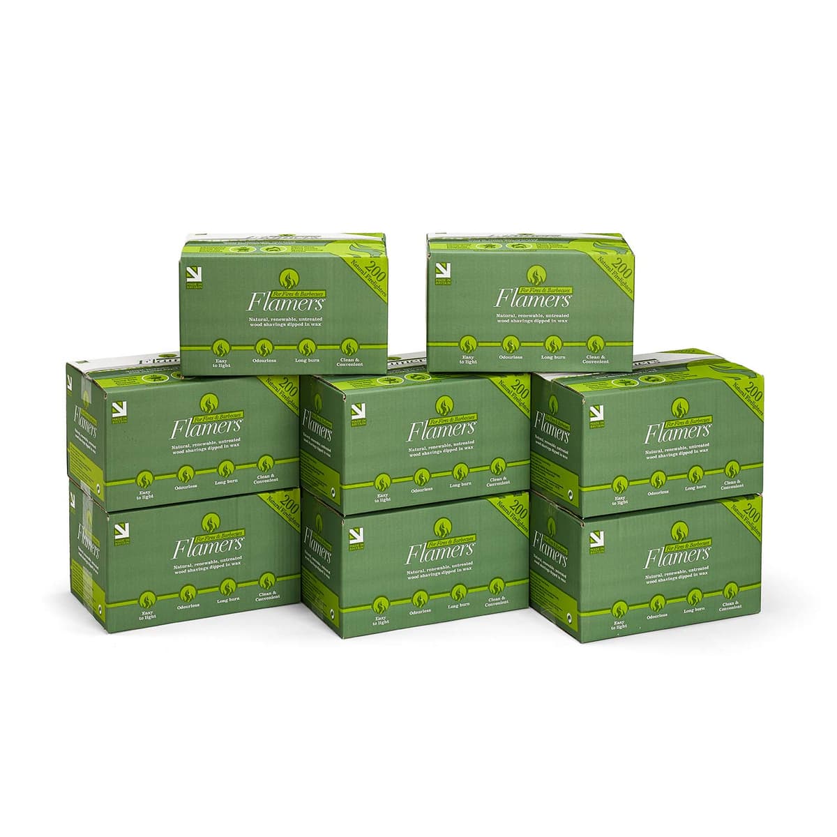Flamers Natural Wood Wool Firelighters 200 Value Pack – Fire Lighters for Wood Burner, Open Fires and Fireplaces – BBQ starter – Fires starters- Made by us in the UK — view 14