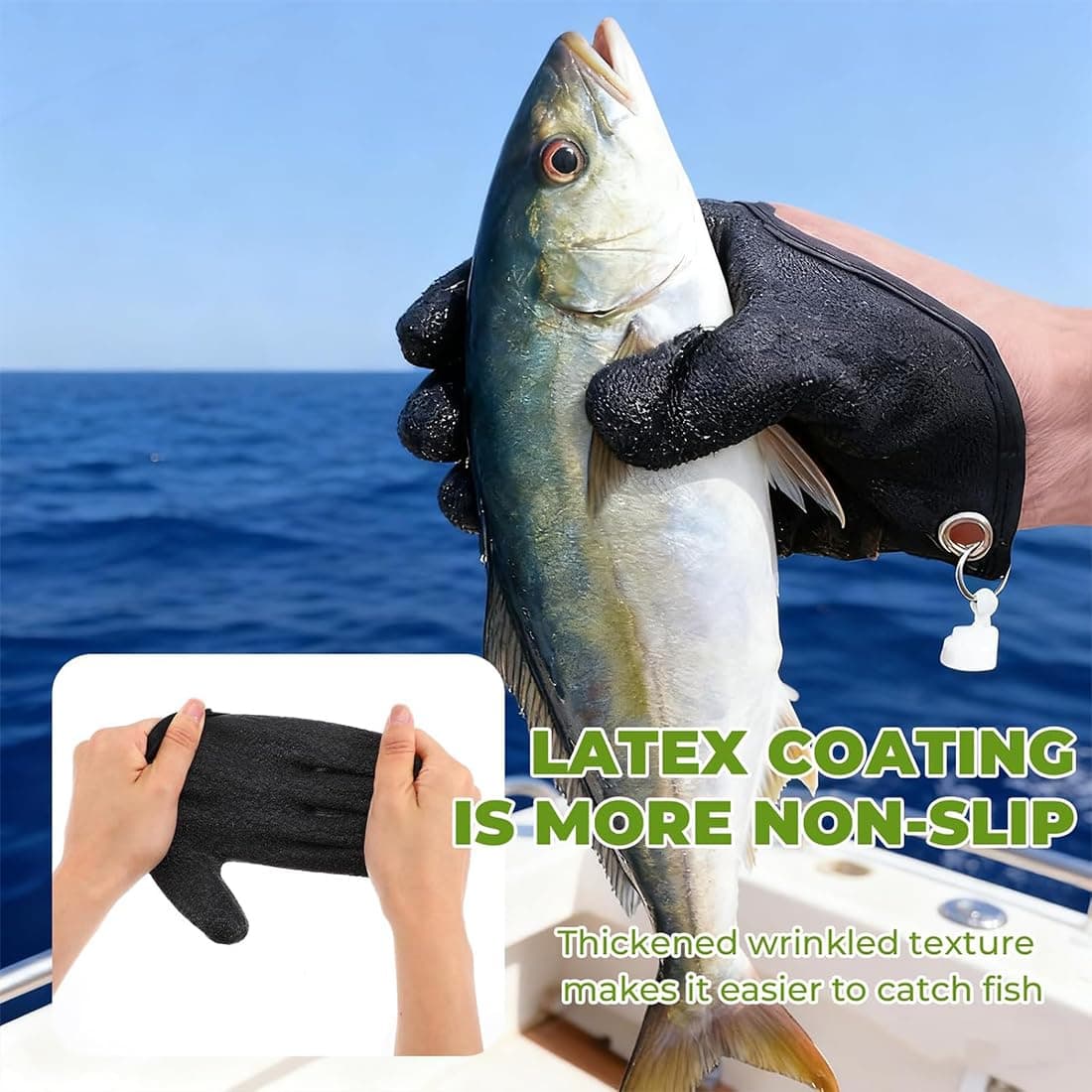 HUZNA 1 Par Guantes De Pesca Impermeables,con 2 Cierre Magnético,Resistentes A Cortes Y Pinchazos,Actividades Al Aire Libre Manipulación,para Manipular con Seguridad Lucio,Siluro,Lucioperca — view 2