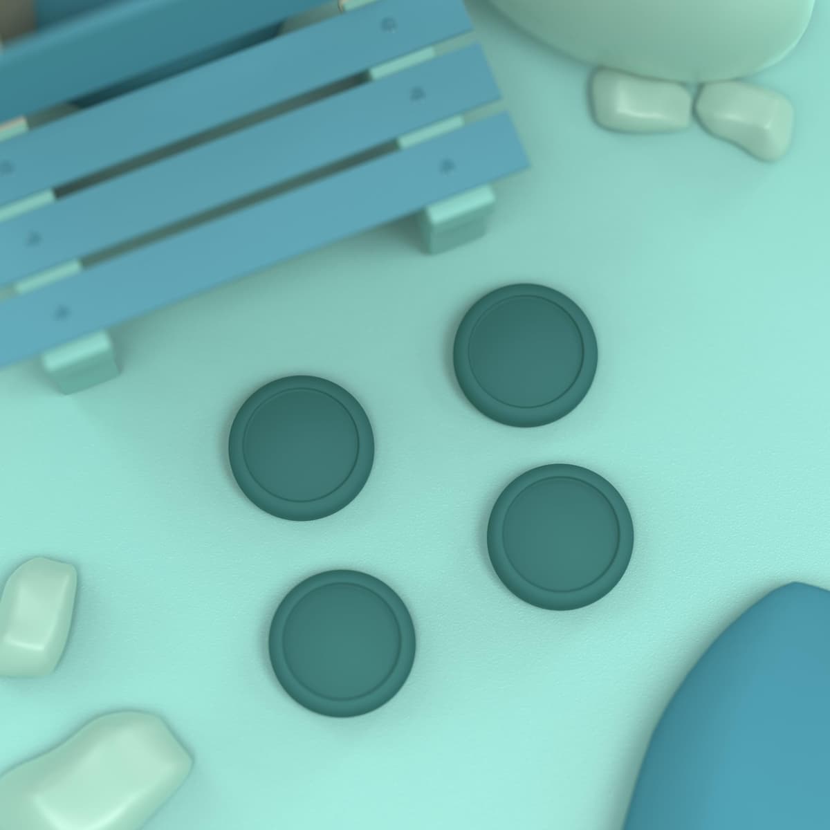 eXtremeRate PlayVital Switch Joystick Caps - Silicone Analog Cover for Switch OLED Joycon Thumb Grip Rocker Caps - Hunter Green — view 4