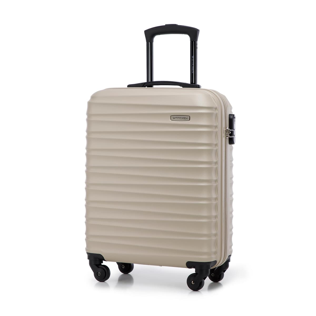 WITTCHEN Maleta Grande Trolley ABS rígido para facturación con 4 Ruedas giratorias Cerradura de combinación asa telescópica Groove Line Negro Ryanair/Vueling/Iberia/easyJet/Iberia Express — view 72