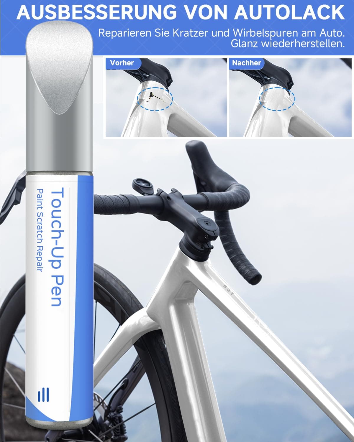 Pintura brillante en carbono para bicicleta - Reparador de pintura para Giant, use lápiz de pintura para metal y plástico - Pintura para bicicleta de alta cobertura — view 4