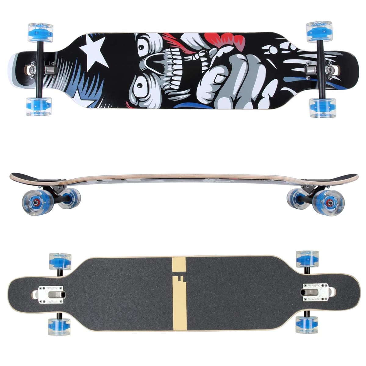 FunTomia® Freerider Longboard monopatín - 107cm x 26cm - rodamientos Mach1® - Hecho con 9 Capas de Madera de Arce — view 2