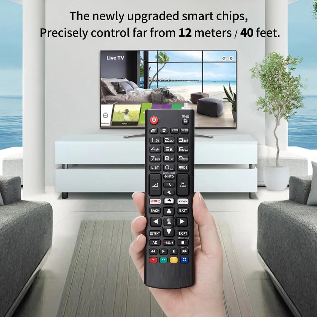 for LG Smart TV Remote Control Replacement,Universal for All LG OLED 3D Thinq TVs for AKB75095307 AKB75375604 AKB74915305 AK75675304 AKB76040302 AKB76037601 AKB75675313 with Battery — view 3