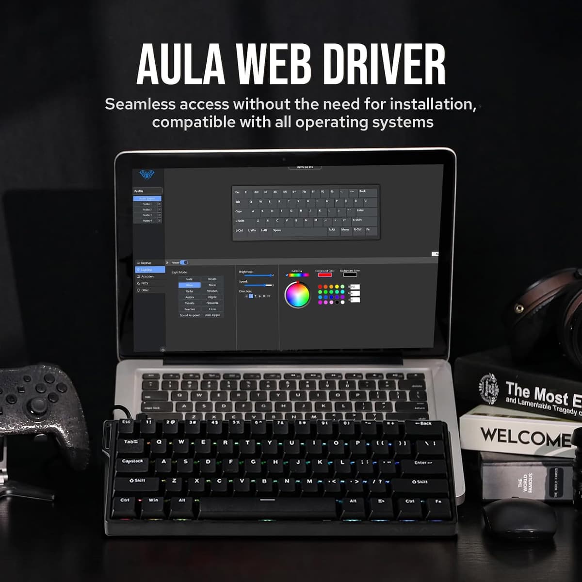 EPOMAKER AULA WIN60 HE 60% Wired Magnetic Keyboard with Adjustable Actuation, 8000 Hz Polling Rate, Hall Effect Switches, Hot-Swap, For FPS Games (Black) — view 6