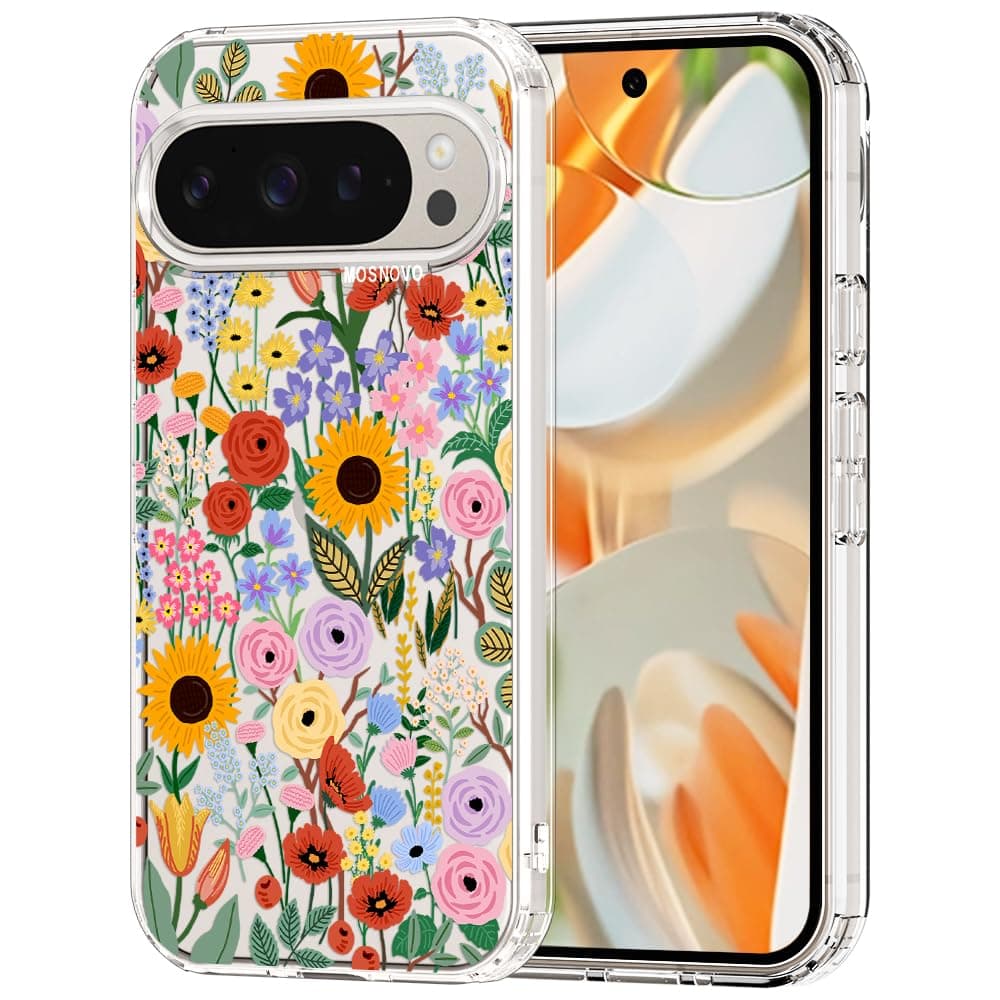 MOSNOVO Case for Google Pixel 9 & Pixel 9 Pro, [Buffertech 6.6ft Military-Grade Drop Protection] [Anti Peel Off Tech] Clear TPU Bumper Phone Case Cover Design - Eucalyptus — view 11