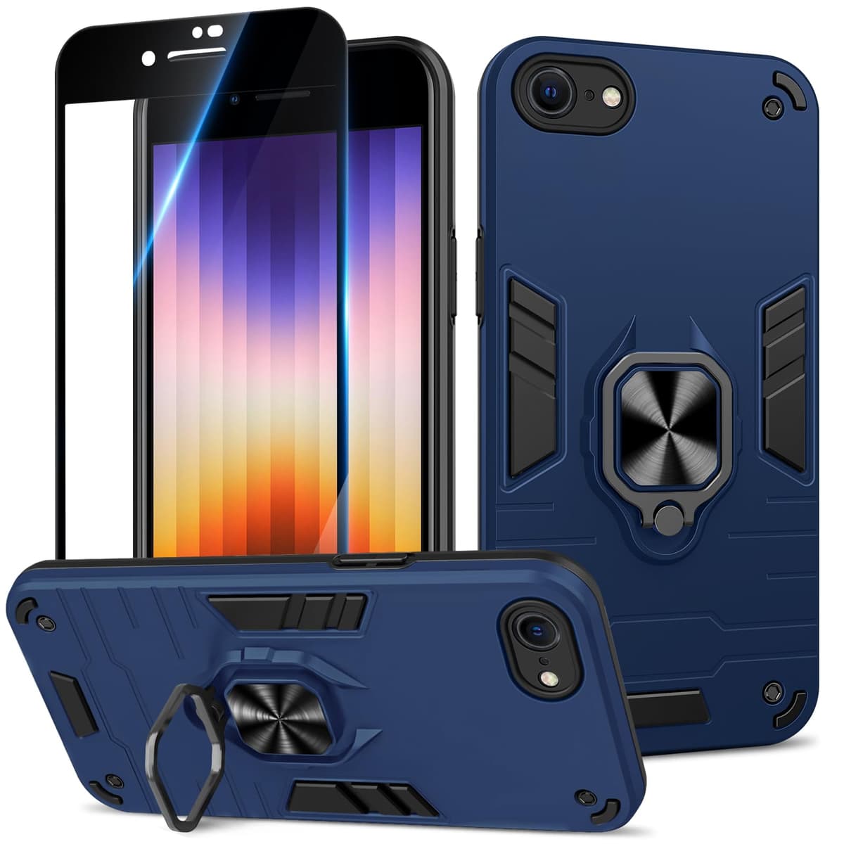 Funda para CMF Phone 2 Pro, Carcasa Antigolpes con Soporte anular metálico, Case Protectora de Grado Militar, Negro — view 268
